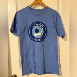 Hockey Night in Canada Logo Light Blue Graphic T Shirt Medium